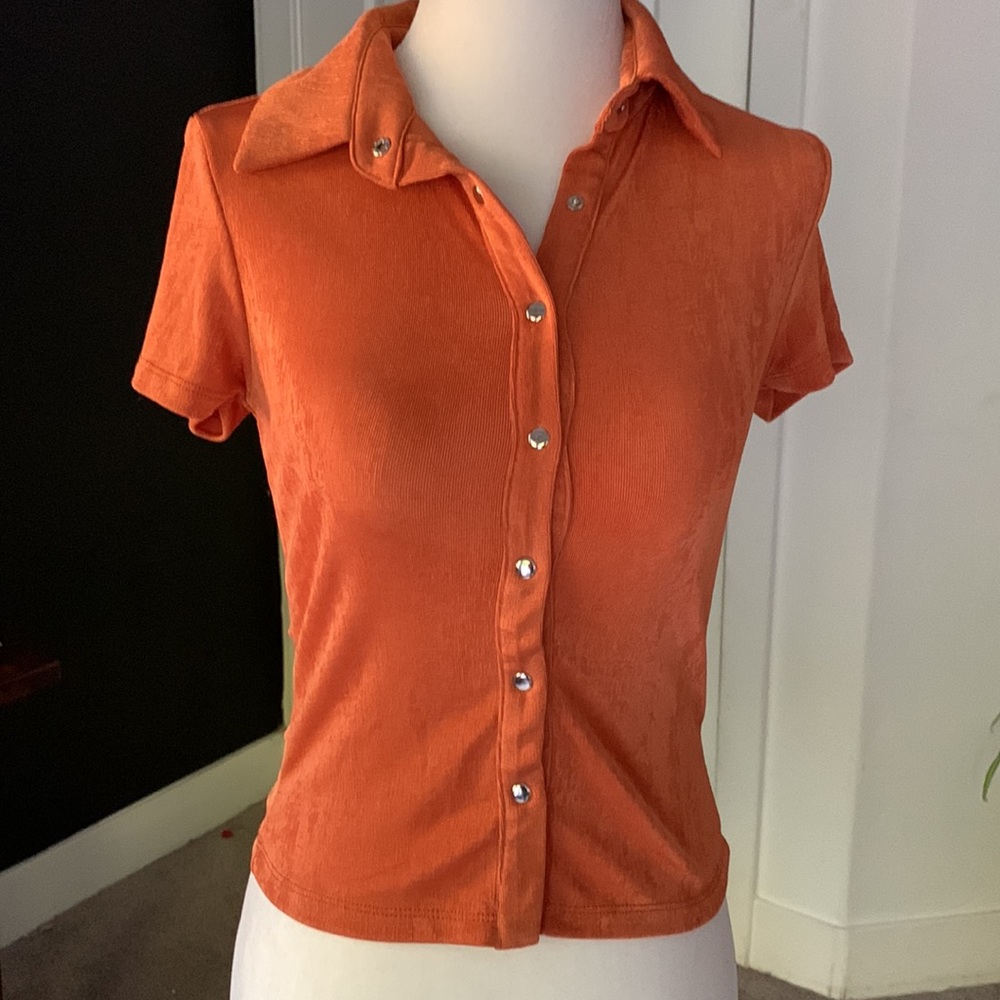 Princess Polly Rust Button-Down Shirt